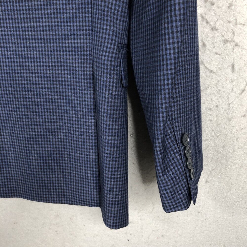 Calvin Klein Blazer Mens 38R Blue Check 100% Wool Extreme Slim Fit Jacket Coat - Picture 14 of 16